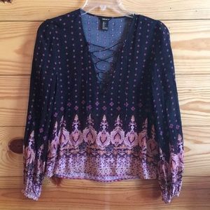 Lace up long sleeve shirt